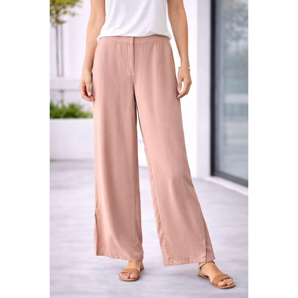 4th + RECKLESS Trouser Aileen Side Slit Wide Leg Trouser Nude XL